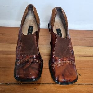 Vintage Brown Leather Square-Toe Loafers
